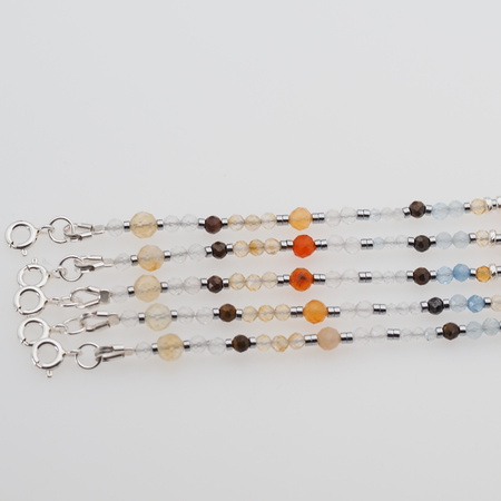 Bransoletka znak zodiaku bliźnięta - mix kamieni i srebro