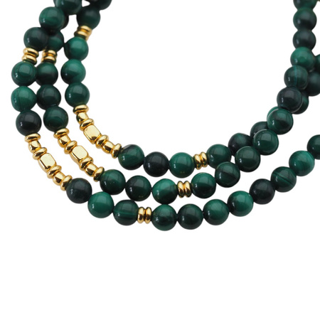 Bransoletka - malachit kulki i srebro złocone