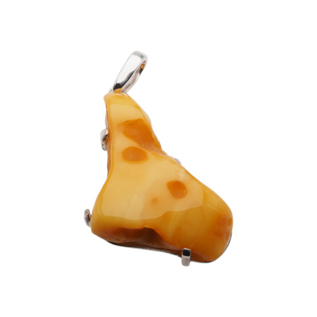 Zawieszka - surowy Bursztyn mleczny w srebrze