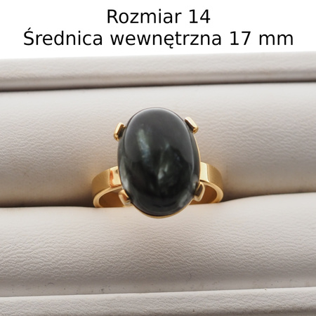 Pierścionek regulowany z owalnym Serafinitem w srebrze złoconym