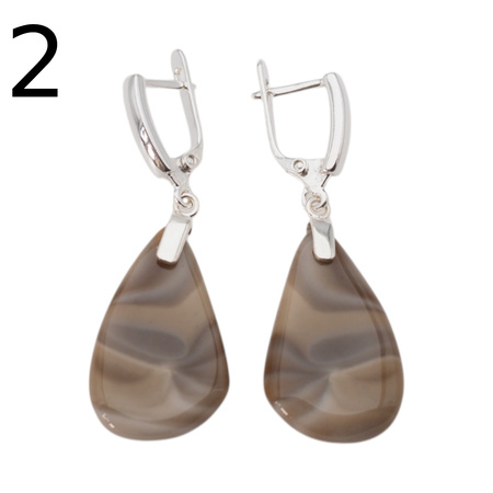 Kolczyki z Krzemieniem Pasiastym - łezki w srebrze