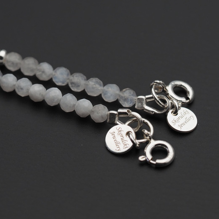 Bransoletka - Kamień Księżycowy kulki i srebro