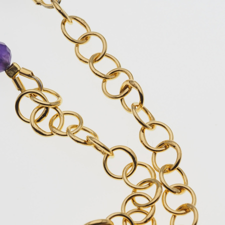 Naszyjnik długi - Ametyst i srebro złocone