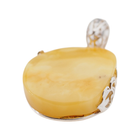 Zawieszka - Bursztyn mleczny w srebrze