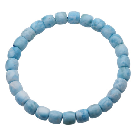 Bransoletka 18,5-19cm na gumce - larimar baryłki 7mm