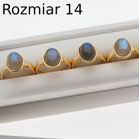 Pierścionek z Labradorytem owalnym w srebrze złoconym