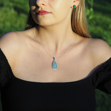 Zawieszka - Akwamaryn łza w srebrze