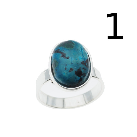 Pierścionek regulowany - Chryzokola owalna w srebrze