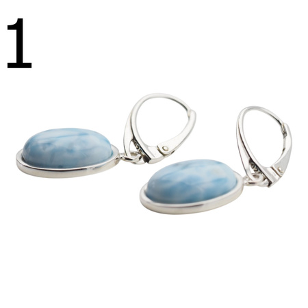 Kolczyki - Larimar owal i srebro