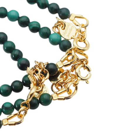 Bransoletka - malachit kulki i srebro złocone