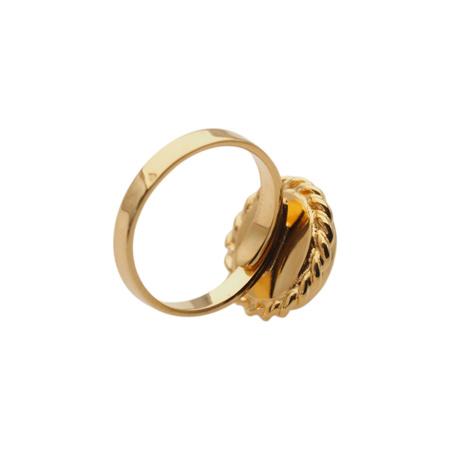 Pierścionek - Biała Perła okrągła w srebrze złoconym