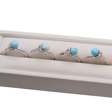 Pierścionek regulowany - okrągły Larimar w srebrze rodowanym