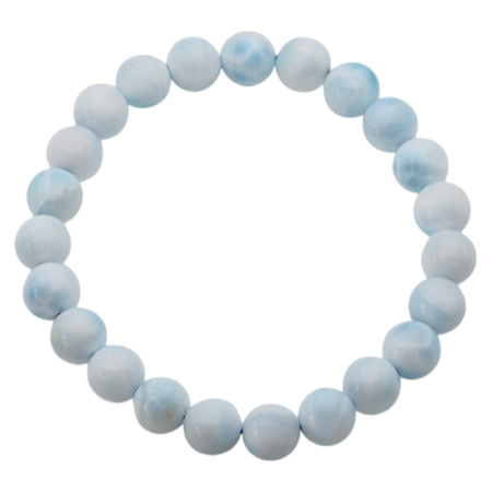 Bransoletka 18,5-19cm na gumce - larimar kulki 8mm