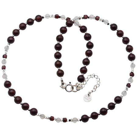 Naszyjnik z Granatem, Kryształem Górskim i Hematytem – srebro 925