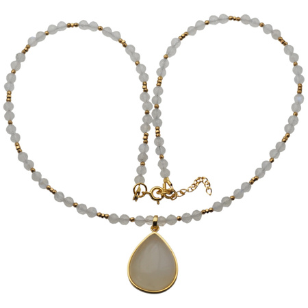 Naszyjnik z Kamieniem Księżycowym – ręcznie wykonany, srebro pozłacane 925