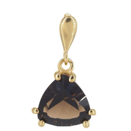 Zawieszka - Kwarc dymny trójkąt (szlif diamentowy) w srebrze złoconym