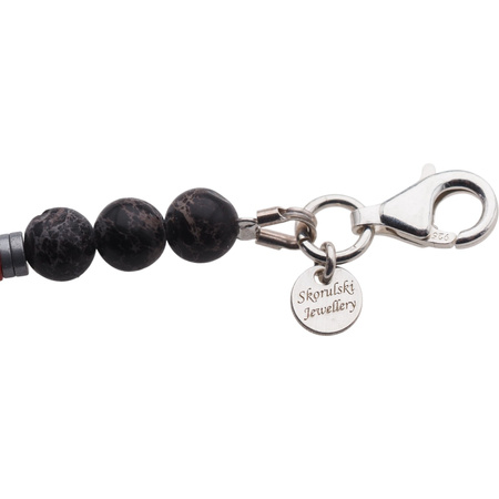 Naszyjnik męski - Jaspis, lawa, Hematyt i srebro