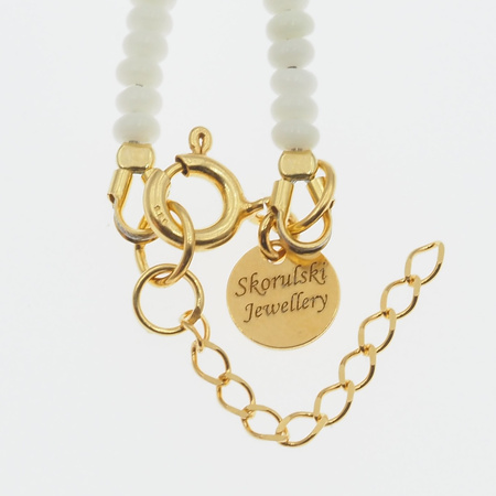 Naszyjnik regulowany - Koral biały i surowe kamienie - Prehnit, Cytryn, Ametyst