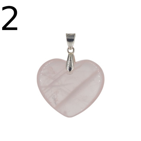 Zawieszka - Kwarc Różowy serce w srebrze
