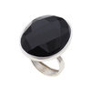 Pierścionek regulowany z owalnym Onyksem fasetowanym w srebrze młotkowanym