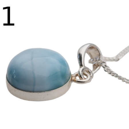 Naszyjnik - larimar okrągły 13 mm w srebrze