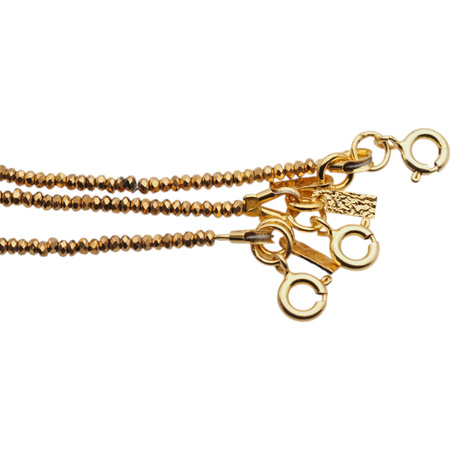 Bransoletka urodzeniowa kwiecień - opal różowy, złoty hematyt i srebro złocone