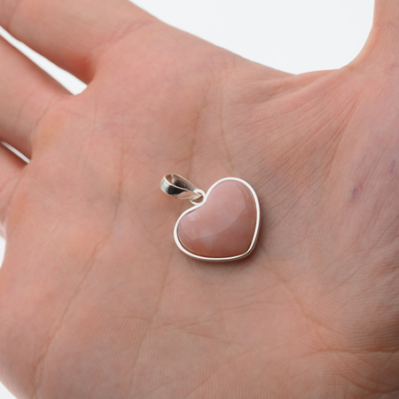 Zawieszka - Opal Różowy serce w srebrze