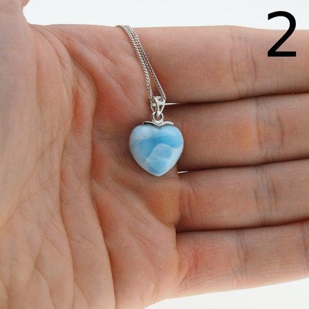 Naszyjnik z zawieszką - larimar serce w srebrze rodowanym