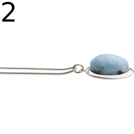 Naszyjnik - Zawieszka z larimarem owalnym na łańcuszku