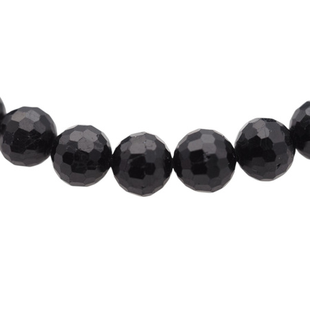 Bransoletka - Turmalin czarny fasetowane kulki 8mm