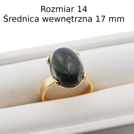 Pierścionek regulowany z owalnym Serafinitem w srebrze złoconym
