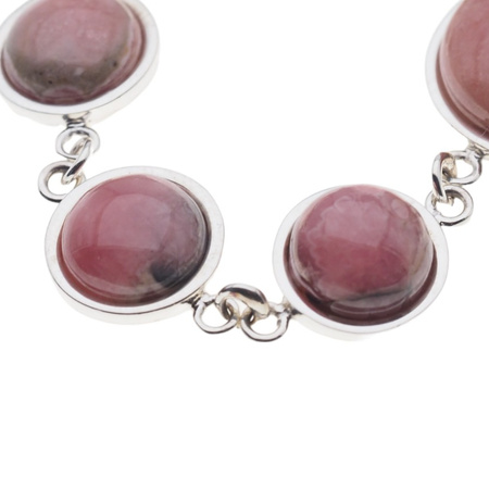 Bransoletka regulowana z okrągłym rodochrozytem w srebrze