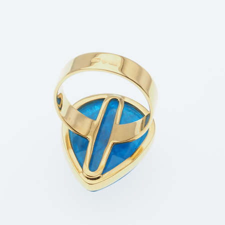 Pierścionek - Apatyt łza w srebrze złoconym (rozmiar 19)