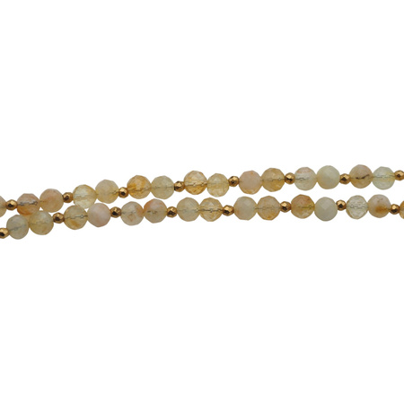 Bransoletka - Cytryn kulki i srebro złocone