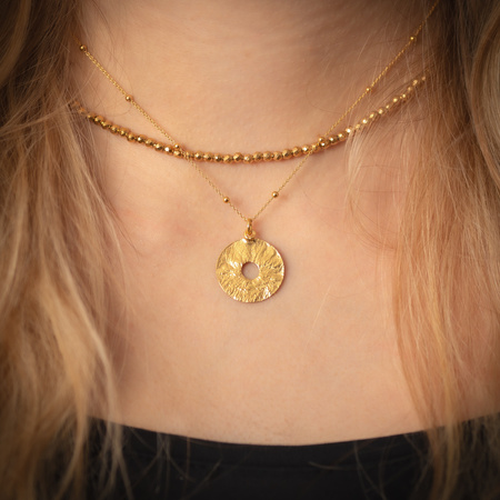 Naszyjnik - złoty, cięty Hematyt i srebro złocone