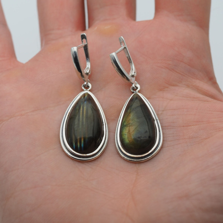 Kolczyki z Labradorytem w srebrze oksydowanym