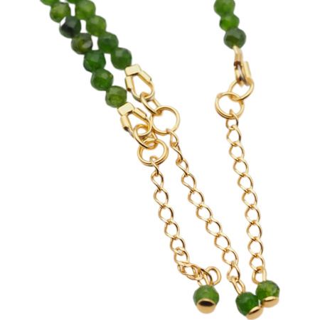 Naszyjnik regulowany  - Diopsyd, rozetka i srebro złocone