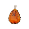 Zawieszka - koniakowy Bursztyn łza w srebrze 