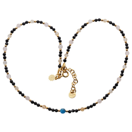 Naszyjnik mix - Turmalin, cytryn, apatyt i srebro złocone