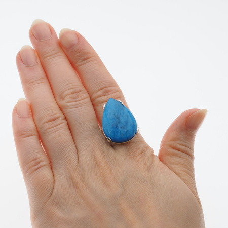 Pierścionek regulowany – Apatyt łza w srebrze próby 925