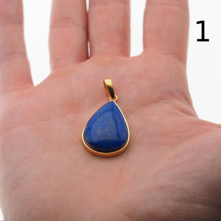 Zawieszka - srebro złocone i Lapis Lazuli w kształcie łzy
