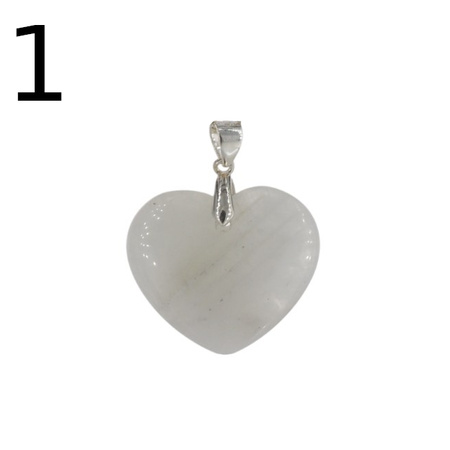 Zawieszka - Kamień Księżycowy serce w srebrze