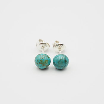 Kolczyki sztyfty z okrągłymi Turkusami w srebrze