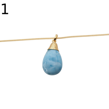 Naszyjnik z zawieszką - Larimar i srebro złocone