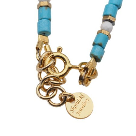 Naszyjnik - Turkus, Howlit, Hematyt i srebro złocone