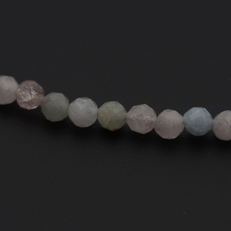 Naszyjnik - Morganit fasetowane kulki i srebro złocone