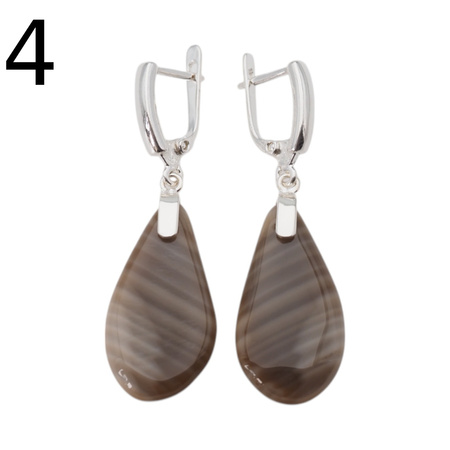 Kolczyki z Krzemieniem Pasiastym - łezki w srebrze