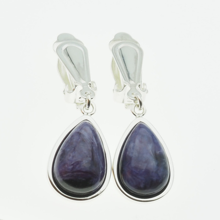 Klipsy - Czaroit łza 15x10mm w srebrze