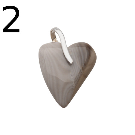 Zawieszka serce - Krzemień Pasiasty i srebro