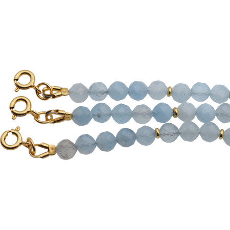 Bransoletka - Akwamaryn kulki 5mm i srebro złocone